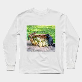 Chipmunk and squirrel share a basket of corn Long Sleeve T-Shirt